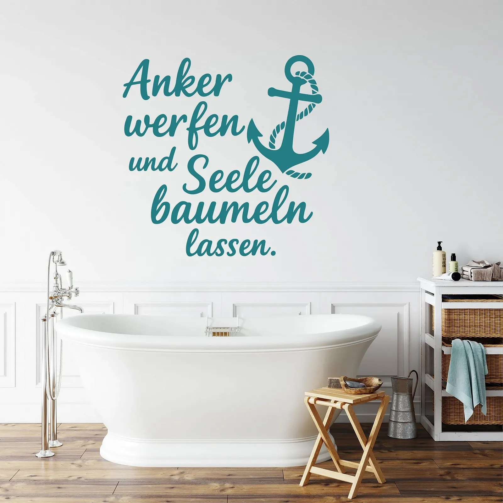 Наклейка на стіну морська Якір "Throw and Let Your Soul Dangle" Вінілова Розмір 2 60 x 58 см, фото №3