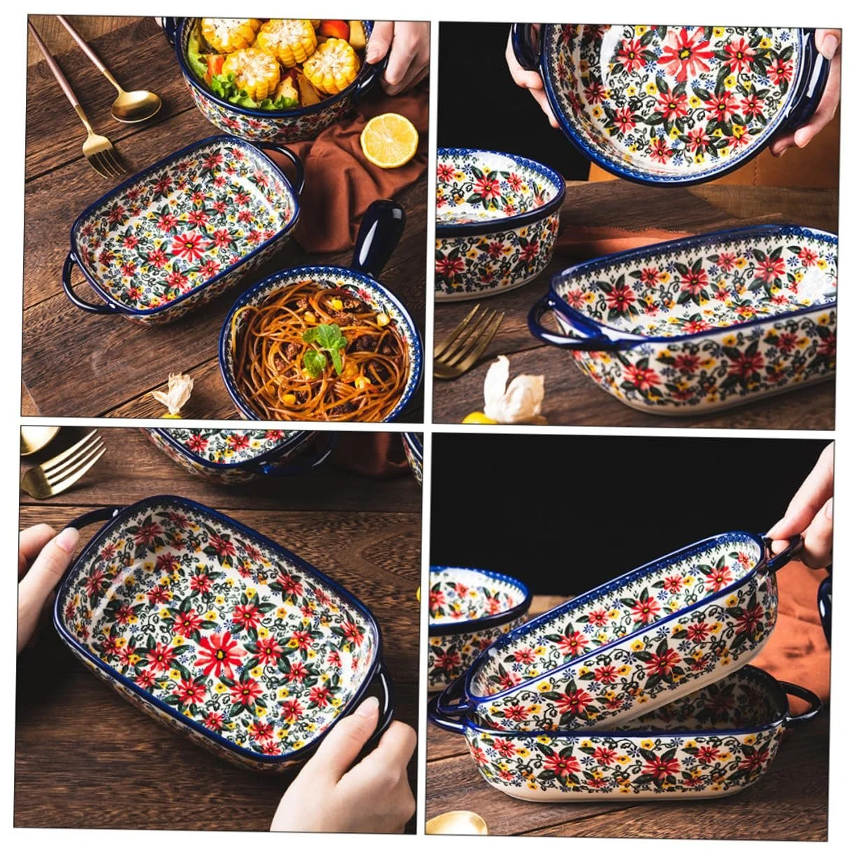 Форма для запекания VALICLUD Polish Ceramic Прямоугольная с двойными ручками Жаропрочная Пятнистая, фото №4 Форма для запекания VALICLUD Polish Ceramic Прямоугольная с двойными ручками Жаропрочная Пятнистая, фото №4