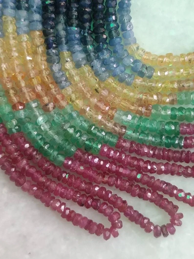 Бусины из натурального драгоценного камня Roundelle граненые 2.5-3.5 мм, нить длиной 40 см, ожерелья, браслета, фото №2