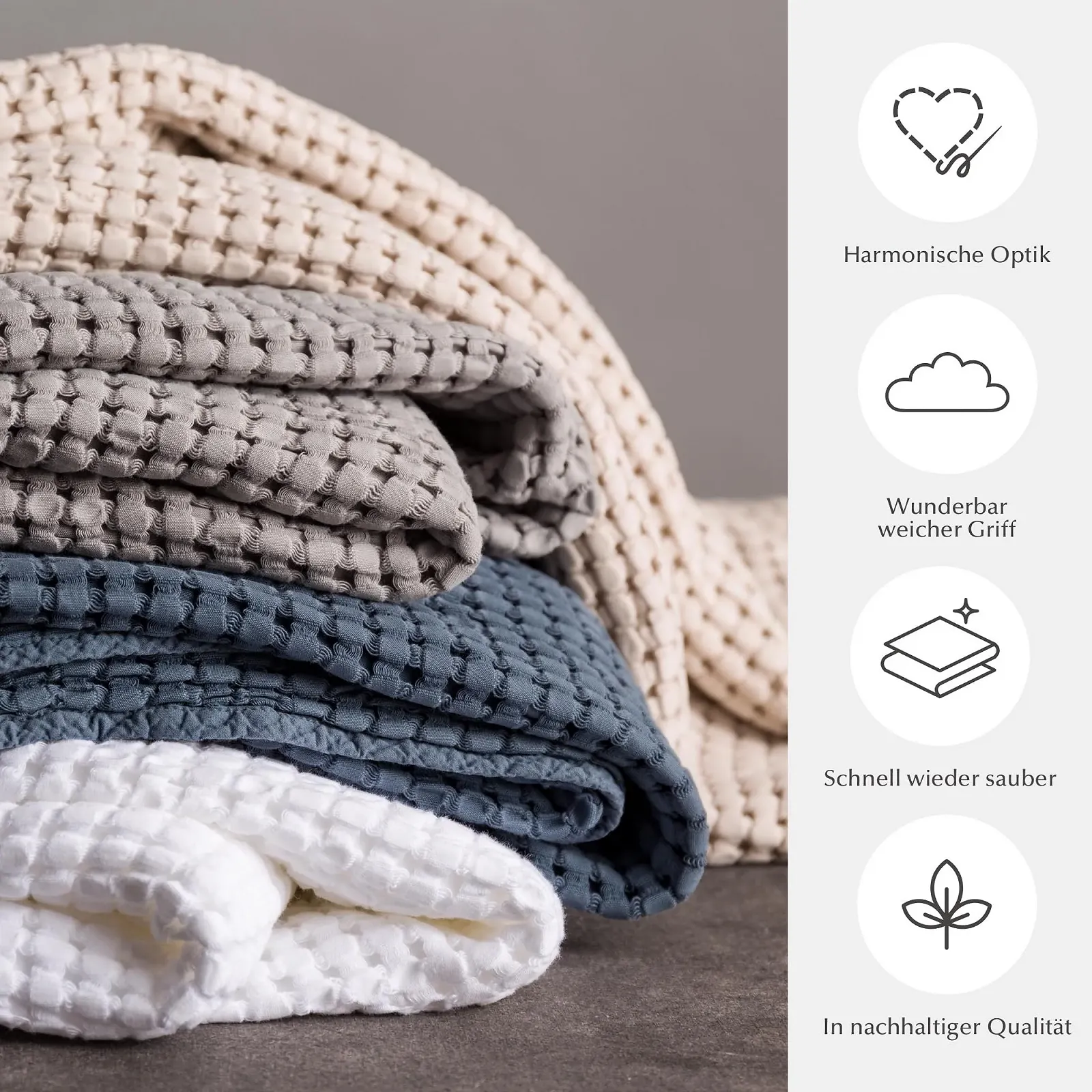 Покрывало URBANARA Veiros 180 x 200 см Хлопок Вафельный пике Натуральный, фото №2