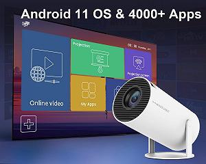Мини-проектор 4K Android 11, Smart Projector 5G WiFi 6 BT 5.0, Mini Projector Full HD 1080P 200ANSI 8000L Автоматическая горизонтальная коррекция трапеции Белый synthetic.ua - Фото 1