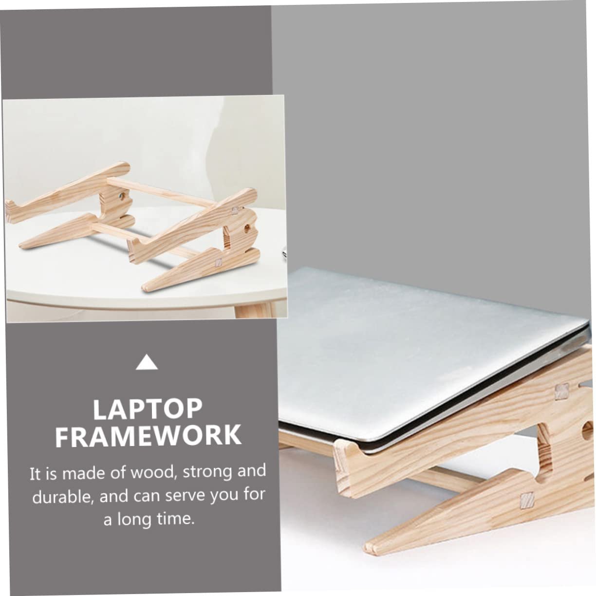 Подставка для ноутбука деревянная, складная, многофункциональная, стабильная полка-органайзер для ноутбука/планшета с элегантной поверхностью, фото №9 Подставка для ноутбука деревянная, складная, многофункциональная, стабильная полка-органайзер для ноутбука/планшета с элегантной поверхностью, фото №9