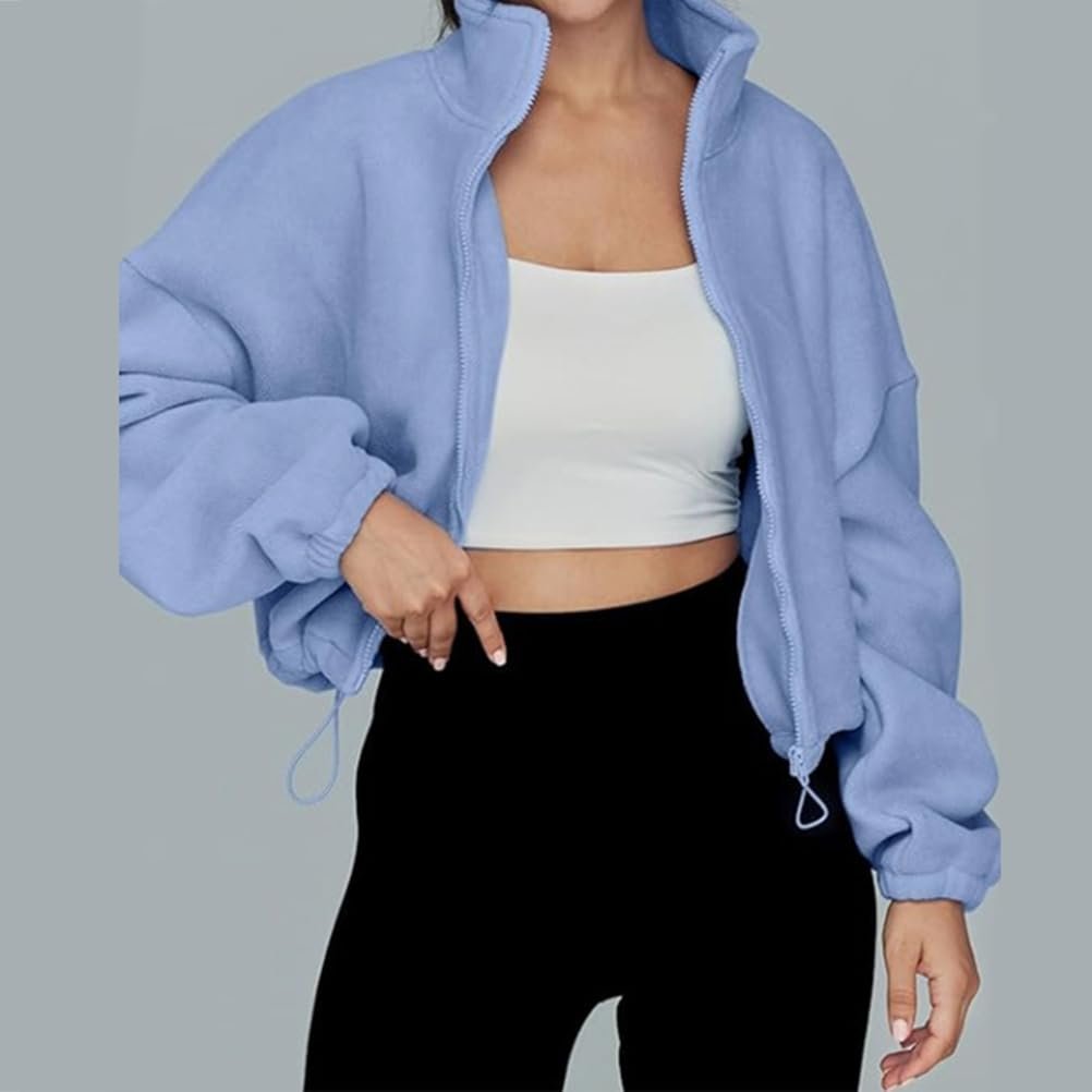 Женская кофта на молнии Onsoyours, с длинными рукавами, флисовая, куртка-бомбер, осенняя, зимняя, со шнурком, пальто, фото №3 Женская кофта на молнии Onsoyours, с длинными рукавами, флисовая, куртка-бомбер, осенняя, зимняя, со шнурком, пальто, фото №3