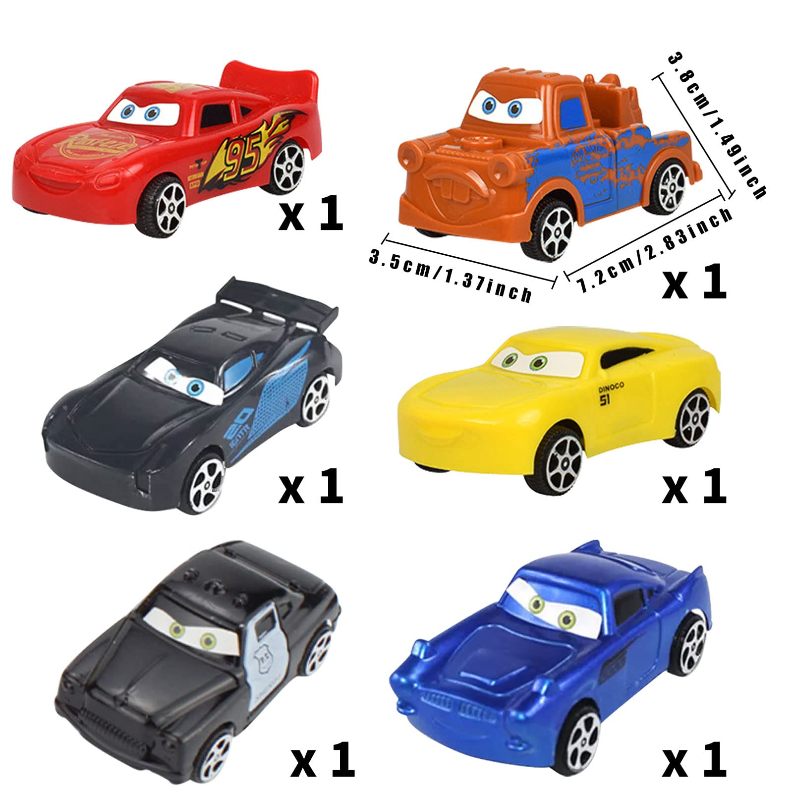 Игрушечный автомобиль Naotona Cake Decoration Children 6 Pack Cars Cake Topper для девочек от 3 лет, фото №2