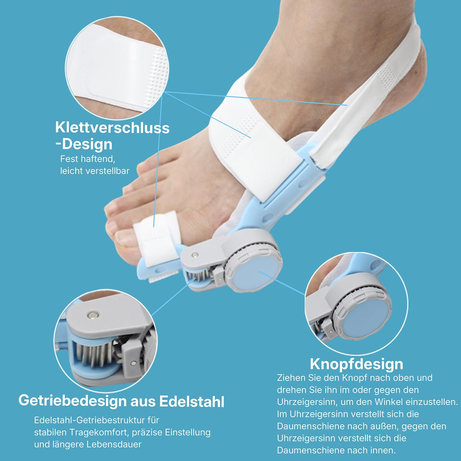 Шина для корекції вальгусної деформації великого пальця стопи для чоловіків і жінок, фото №3