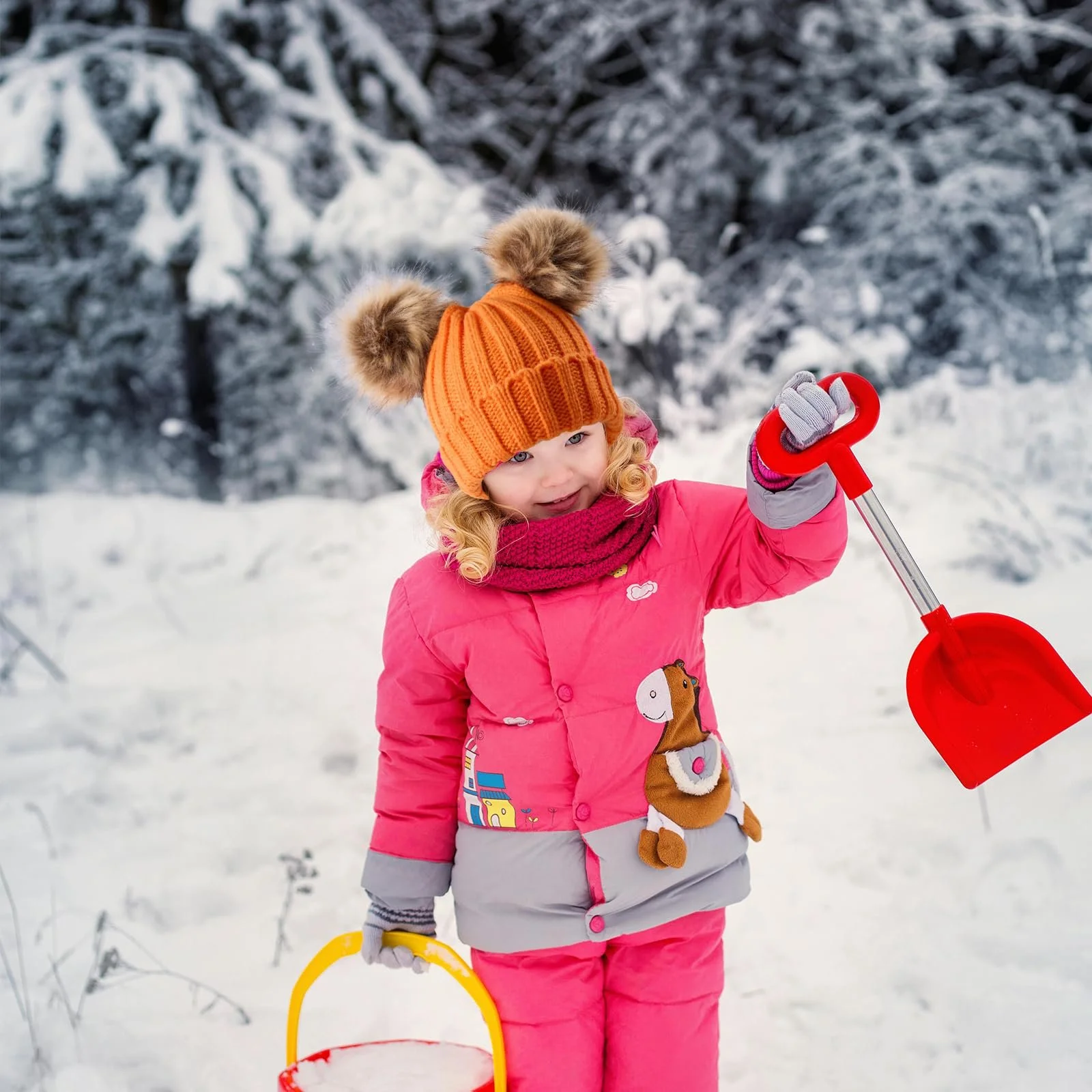 Шапка дитяча зимова SERENYOU з двома помпонами для малюків дівчаток, тепла в'язана, фото №5 Шапка дитяча зимова SERENYOU з двома помпонами для малюків дівчаток, тепла в'язана, фото №5