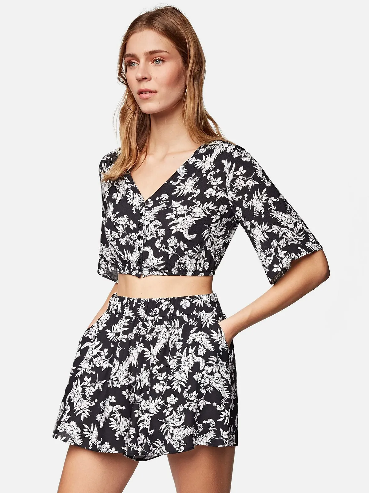 Рубашка Mavi Regular V Neck С принтом Черный Stroke Antique White flo M, фото №2