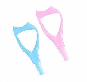 Набір Plastic Eyelash Tool Mascara Guard Applicator з гребінцем рожево-синій - Фото 1