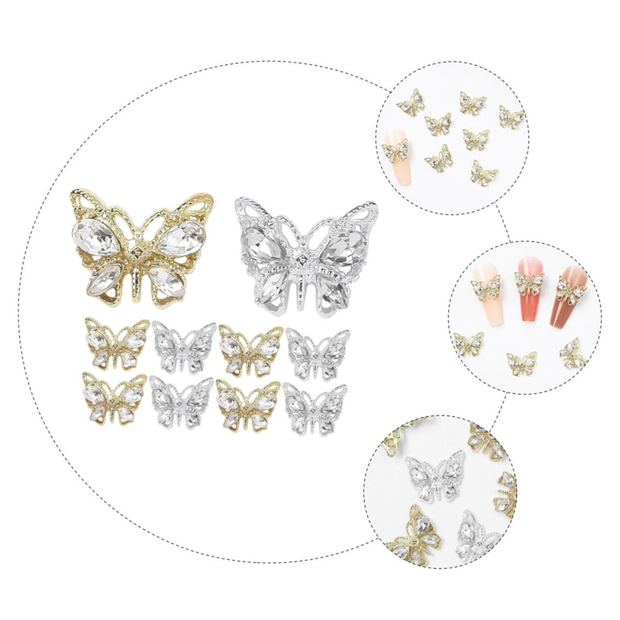 Подвески для ногтей Healvian Бабочки, 10 шт, фото №7