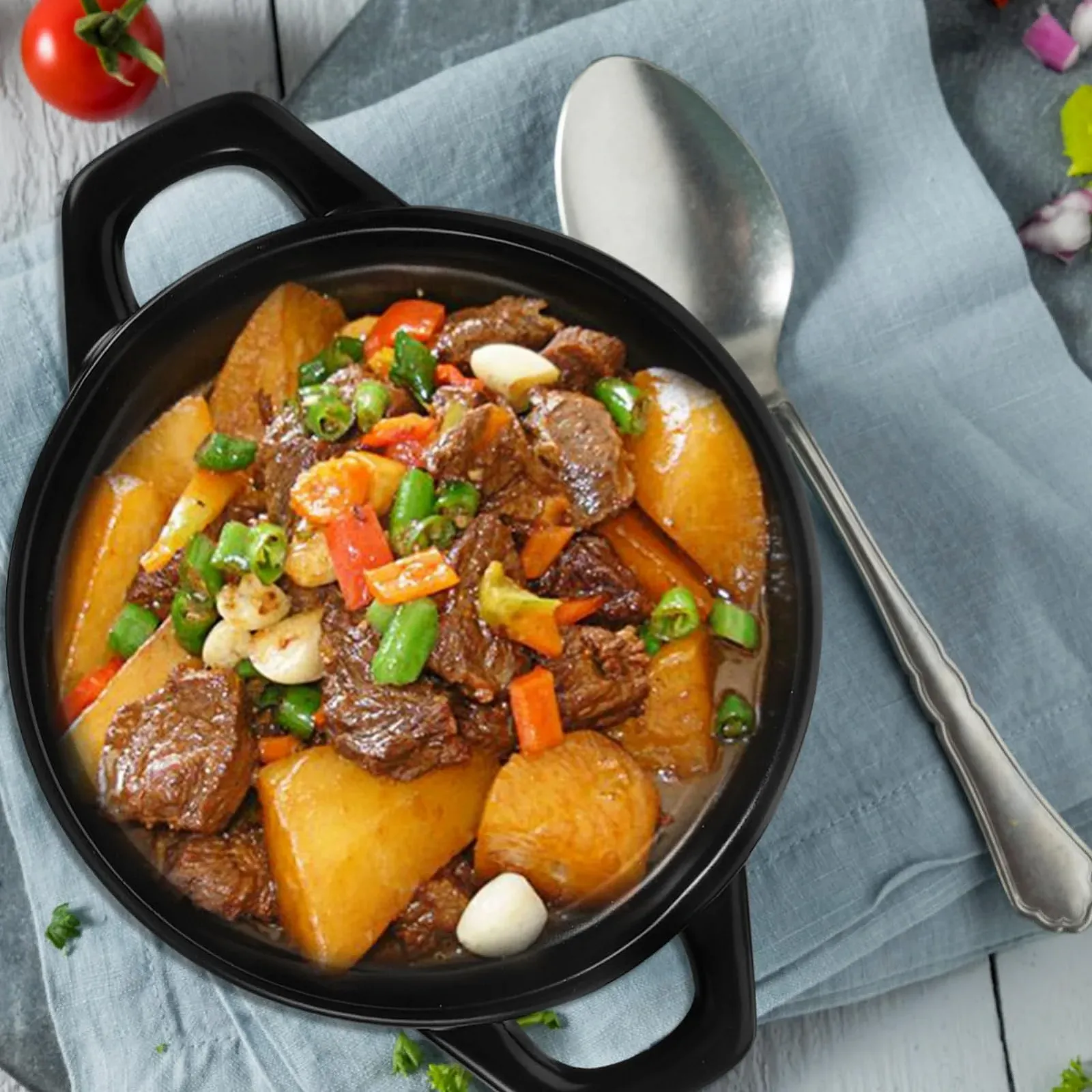 Кастрюля GALPADA керамическая многофункциональная с ручкой и крышкой, фото №7