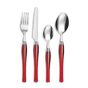 Набір столових приборів Amefa Purity з кольоровими пластиковими ручками на 6 персон, червоний, 24 предмети ціна на synthetic.ua - Фото 1 Набір столових приборів Amefa Purity з кольоровими пластиковими ручками на 6 персон, червоний, 24 предмети synthetic.ua - Фото 1