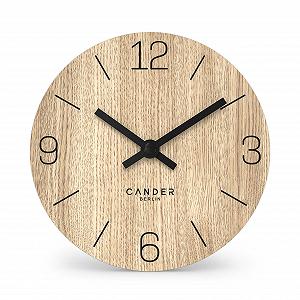 Настільний годинник Cander Berlin MNU 2712 D, 12 см, на батарейках, дерев'яний шпон, дуб, без цокання, вінтажний, аналоговий, сучасний - Фото 1