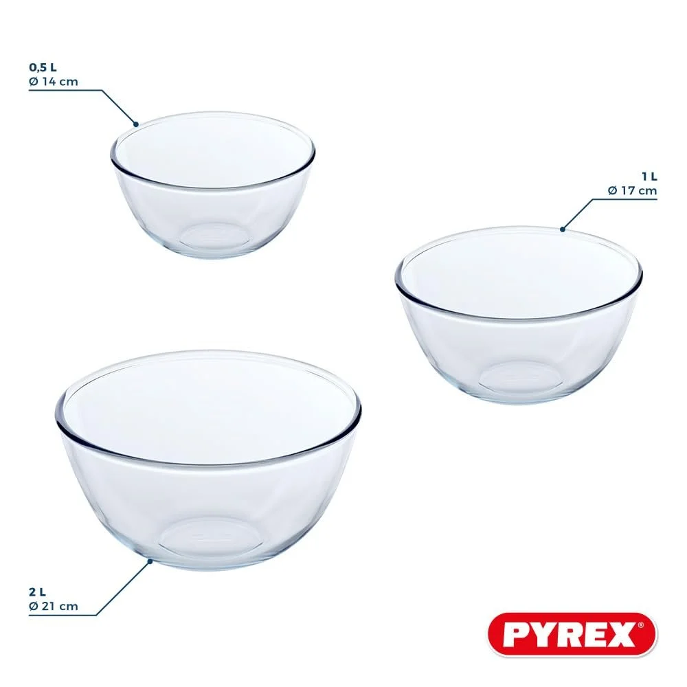 Набор салатников Pyrex 8023509 Набор из 3 шт. Стеклянные 0.5 л 1 л 2 л Прозрачные, фото №2 Набор салатников Pyrex 8023509 Набор из 3 шт. Стеклянные 0.5 л 1 л 2 л Прозрачные, фото №2