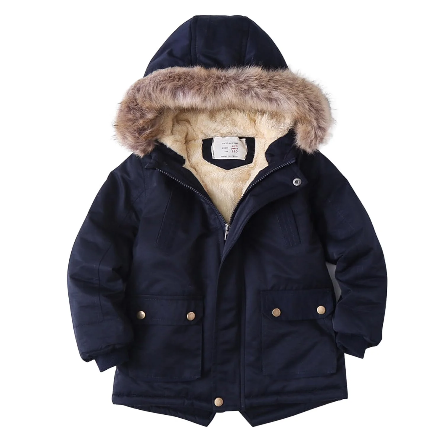 Дитяча зимова тепла флісова куртка з капюшоном зі штучним хутром, фото №1 Дитяча зимова тепла флісова куртка з капюшоном зі штучним хутром, фото №1