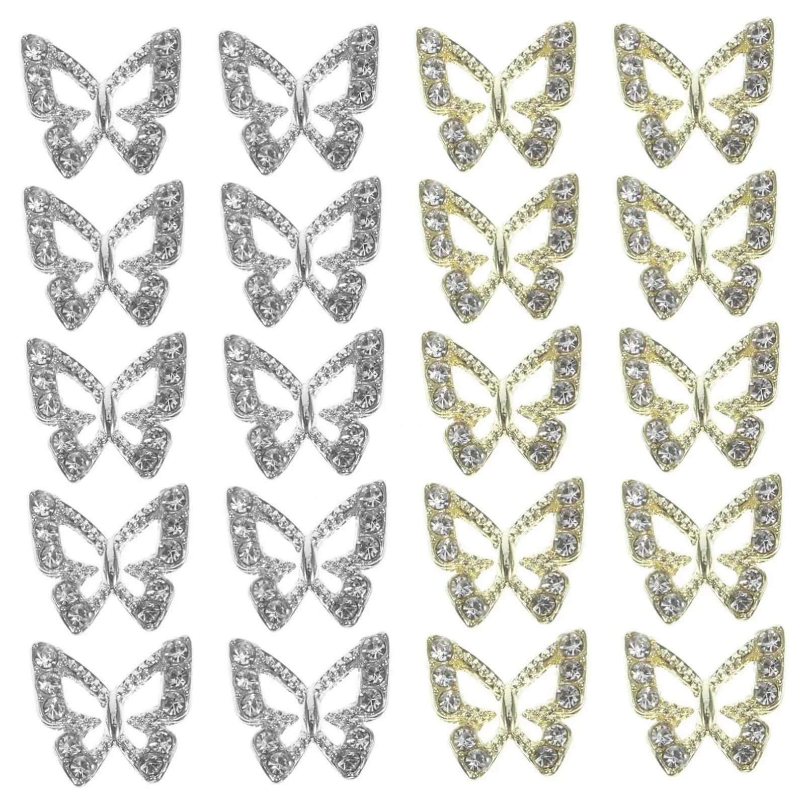 Украшения для ногтей Типа Бабочка FRCOLOR 20 шт. со стразами для маникюра, фото №1