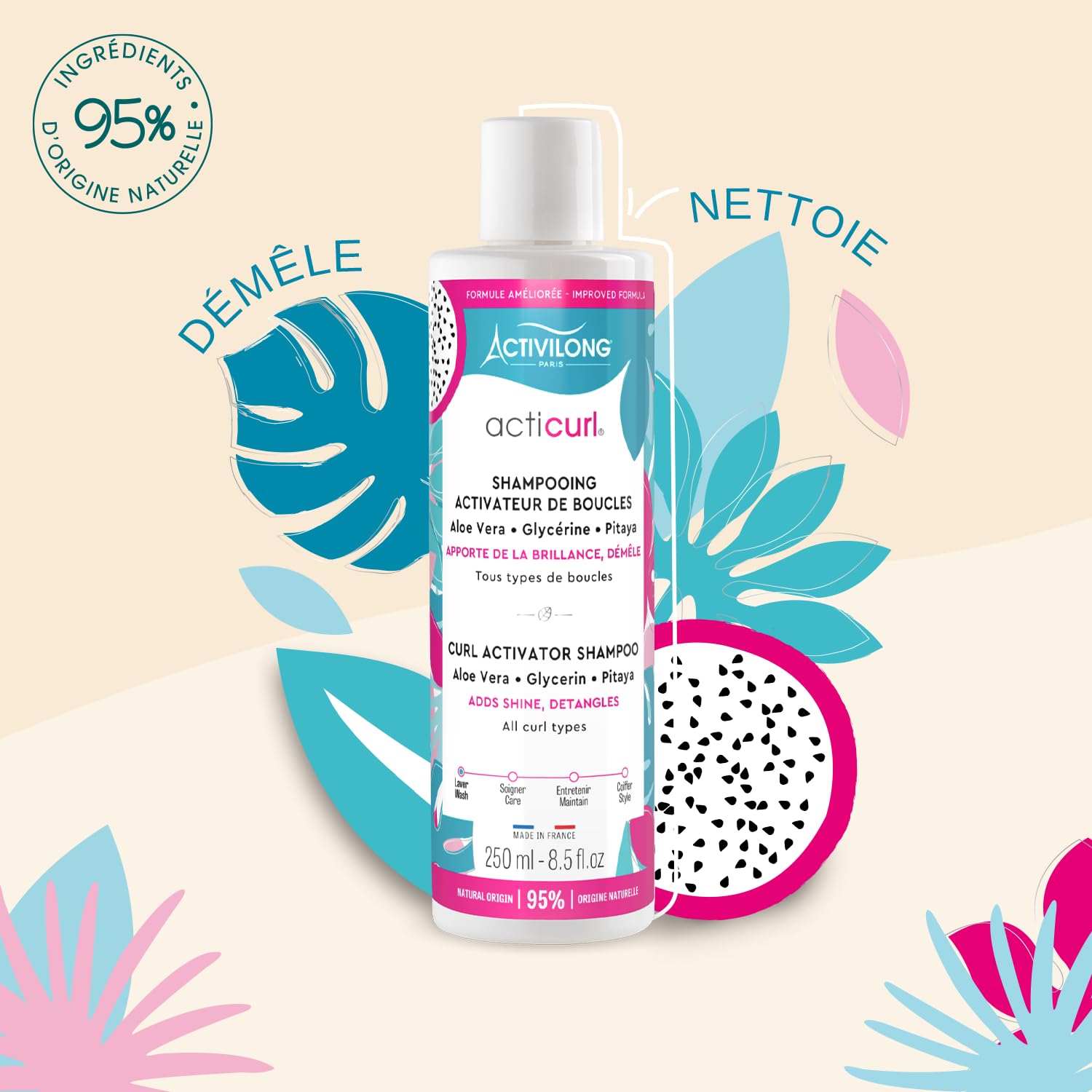 Шампунь Activilong Acticurl Hydra Curl Activator Pitaya Glycerin Aloe Vera 250 мл, фото №2