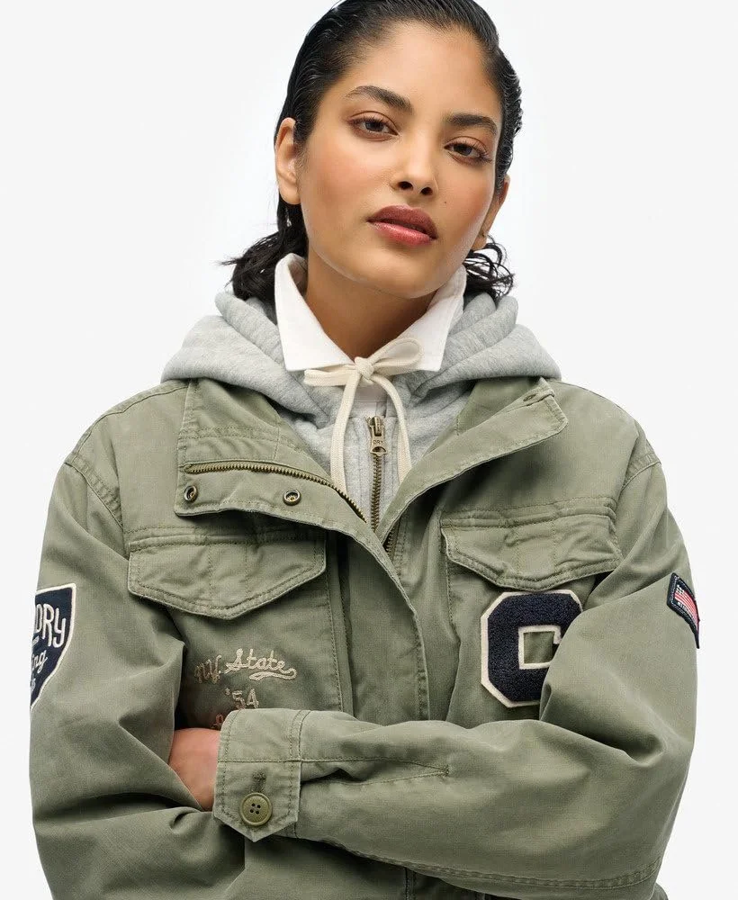 Жакет Superdry у стилі мілітарі з капюшоном та вишивкою, фото №4 Жакет Superdry у стилі мілітарі з капюшоном та вишивкою, фото №4