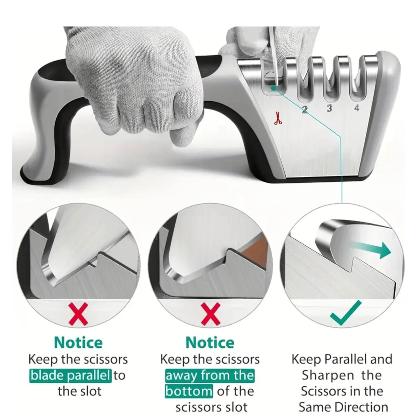 Точило для ножів 4 в 1 Професійна Багатофункціональна Кухонна Чорний Сріблястий, фото №6 Точило для ножів 4 в 1 Професійна Багатофункціональна Кухонна Чорний Сріблястий, фото №6