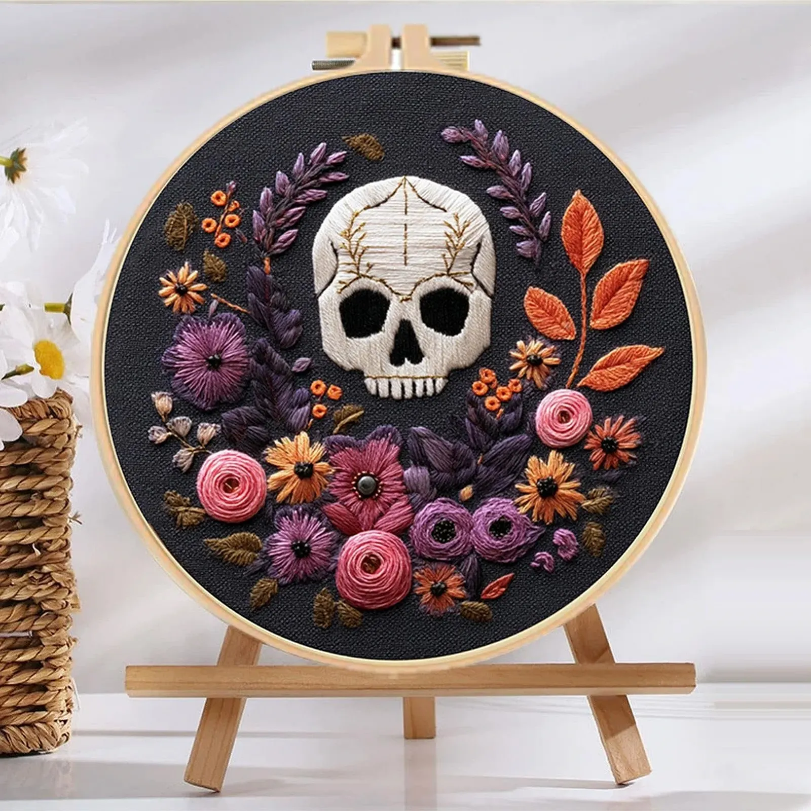 Набір для вишивання Pruojhw Halloween Skull з п'яльцями, нитками та ножицями для дорослих, фото №9