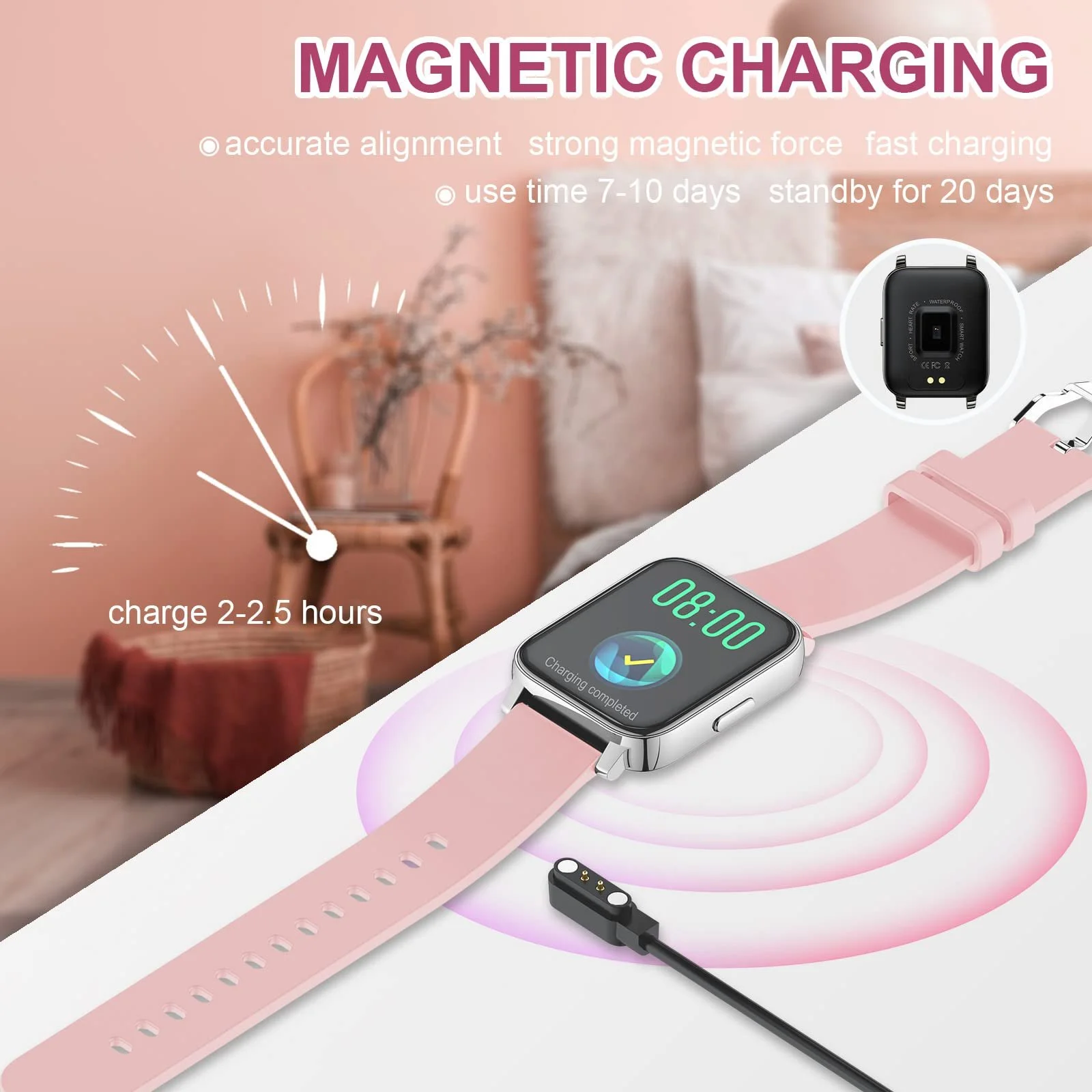 Розумний годинник SUPBRO 1.69 Inch HD Повністю сенсорний екран, IP67 водонепроникний, фото №5