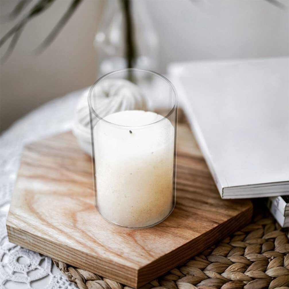 Подсвечник Ciieeo Shade Glass Cylinder Bottomless Cylinder Sleeve Hurricane Chimney Pipe Candle Cover Стекло High Borosilicate, фото №2