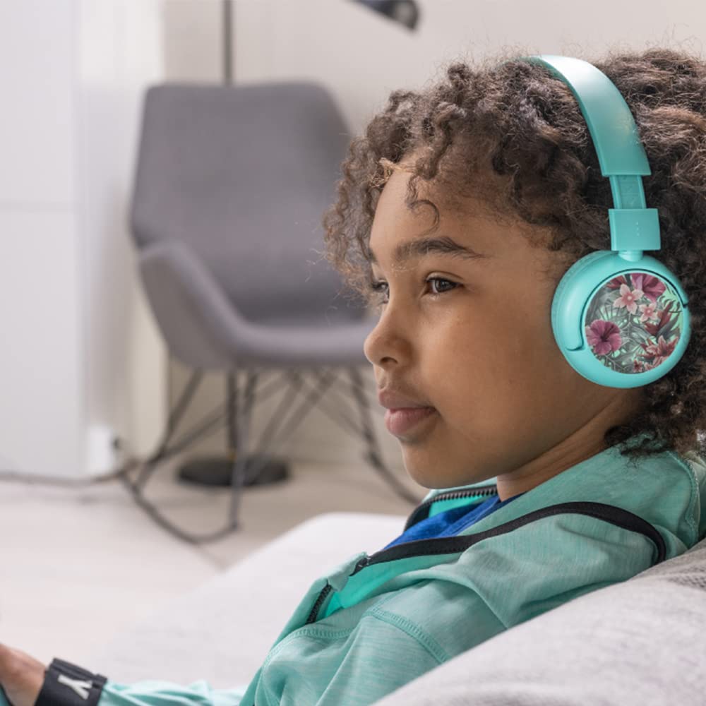 Наушники BuddyPhones PopTime Pro Bluetooth для детей с ограничением громкости и микрофоном на дужке Сине-зелёный, фото №3