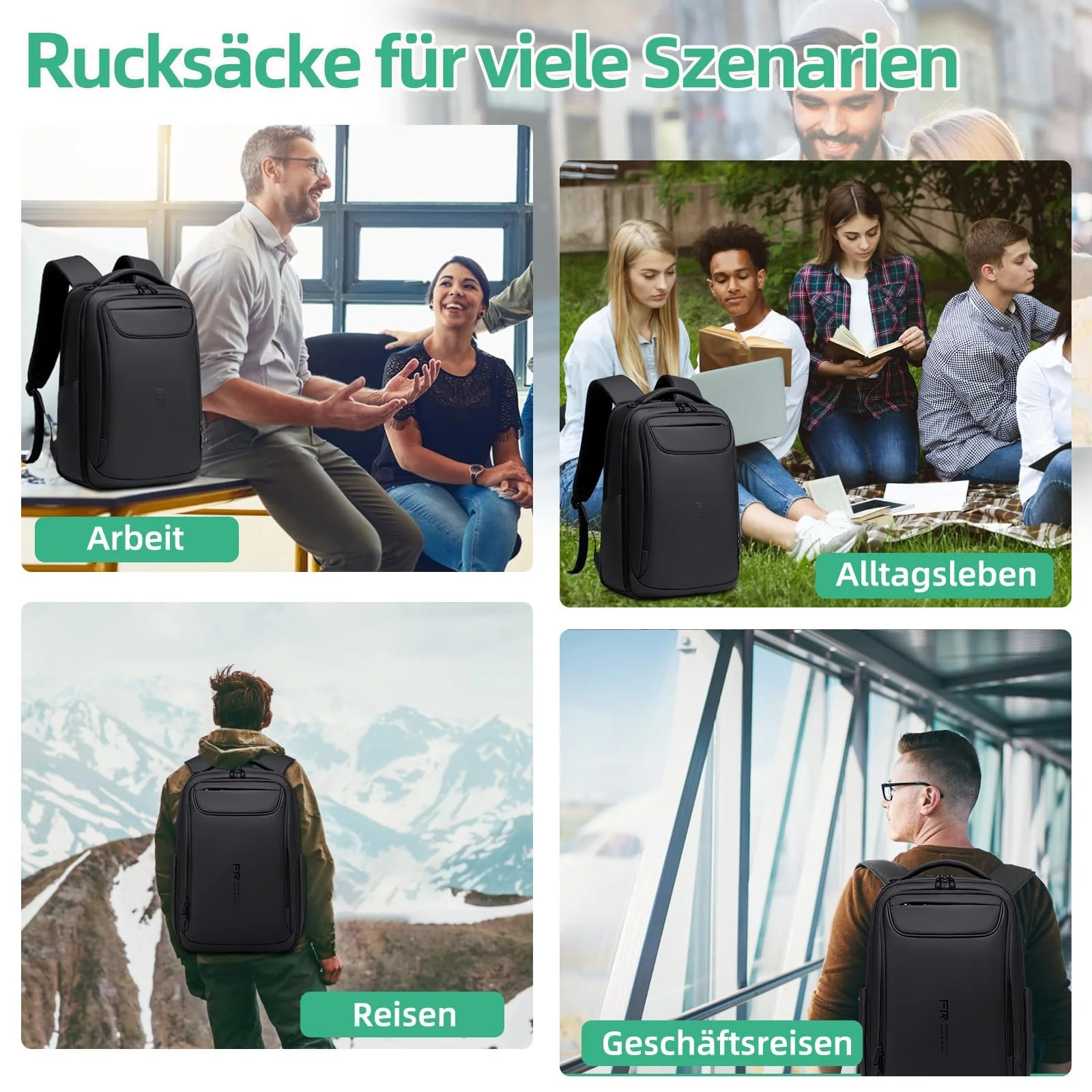 Рюкзак для ноутбука Fenree.geer 15.6 дюймів 1800D бізнес Чорний, фото №6