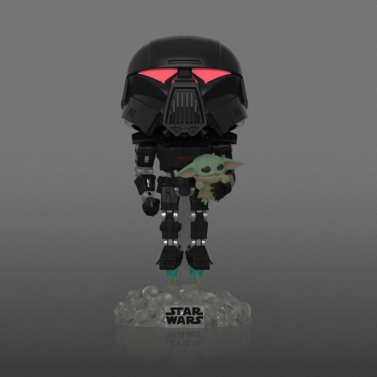 Вінілова фігурка Funko Pop! Star Wars: Mandalorian Dark Trooper with Child Glow in the Dark, фото №4