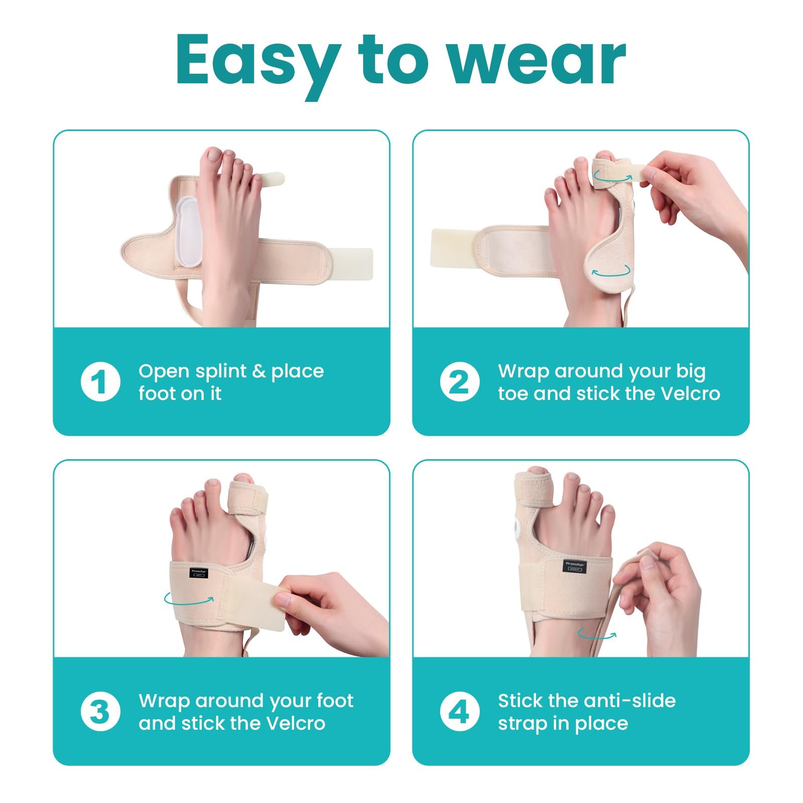 Корректор большого пальца стопы Promifun, регулируемый, бежевый, 1 пара, фото №3 Корректор большого пальца стопы Promifun, регулируемый, бежевый, 1 пара, фото №3