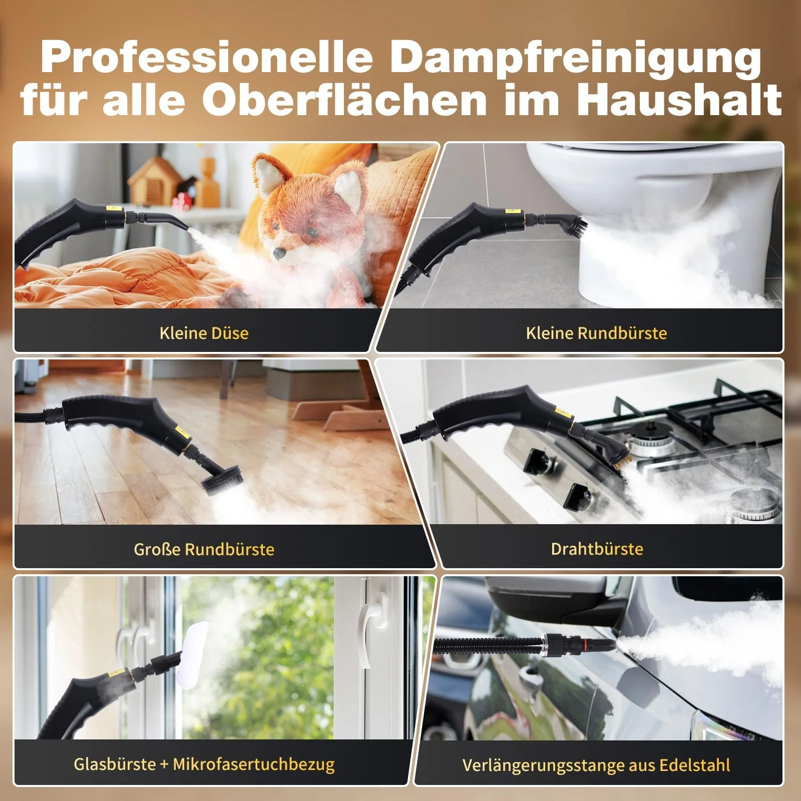 Пароочисник ручний 1950W 3.5Bar 1.6 л 6 ступенів очищення, фото №5 Пароочисник ручний 1950W 3.5Bar 1.6 л 6 ступенів очищення, фото №5