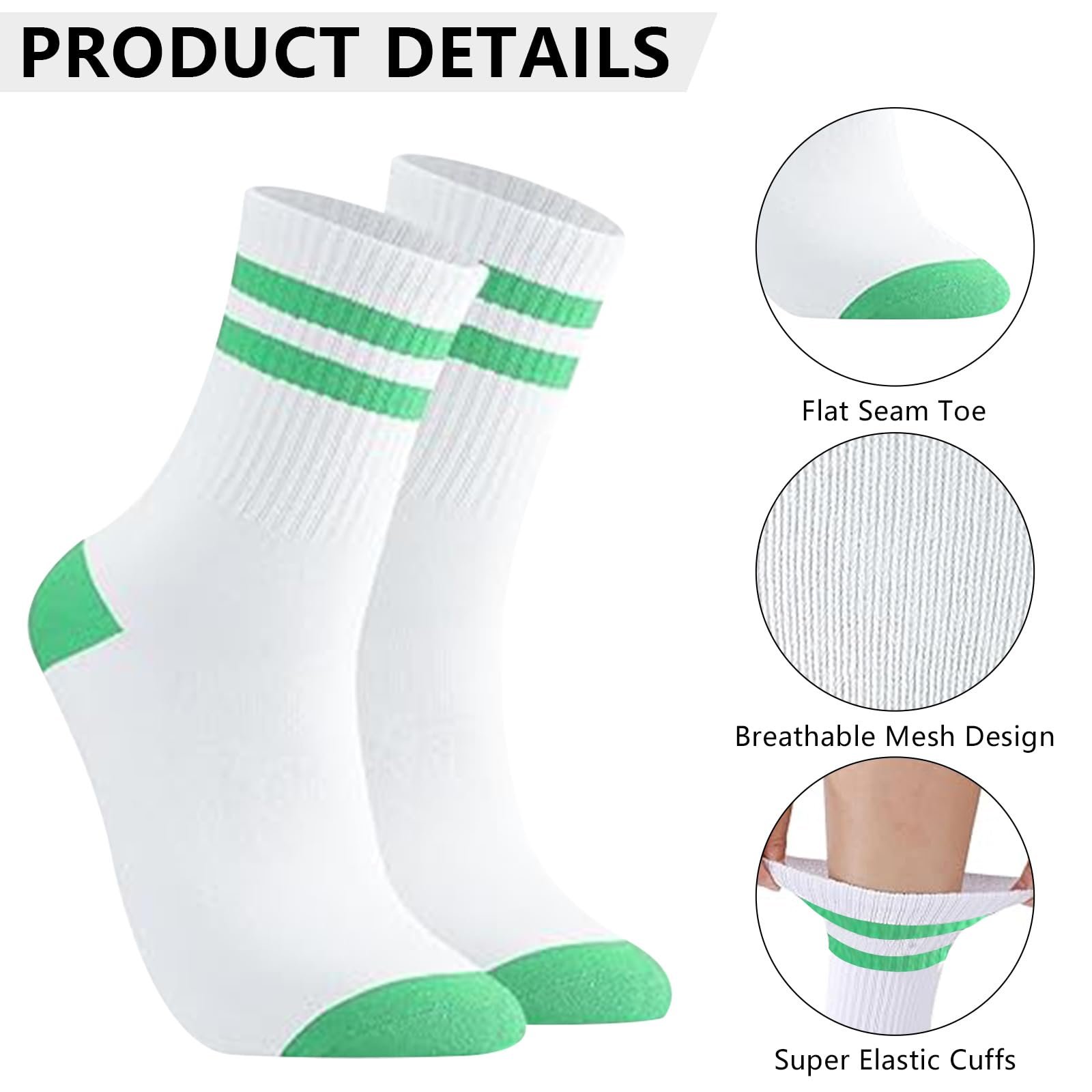 Теннисные носки 6 пар Полосатые спортивные носки с хлопковой подкладкой 39-42, фото №3