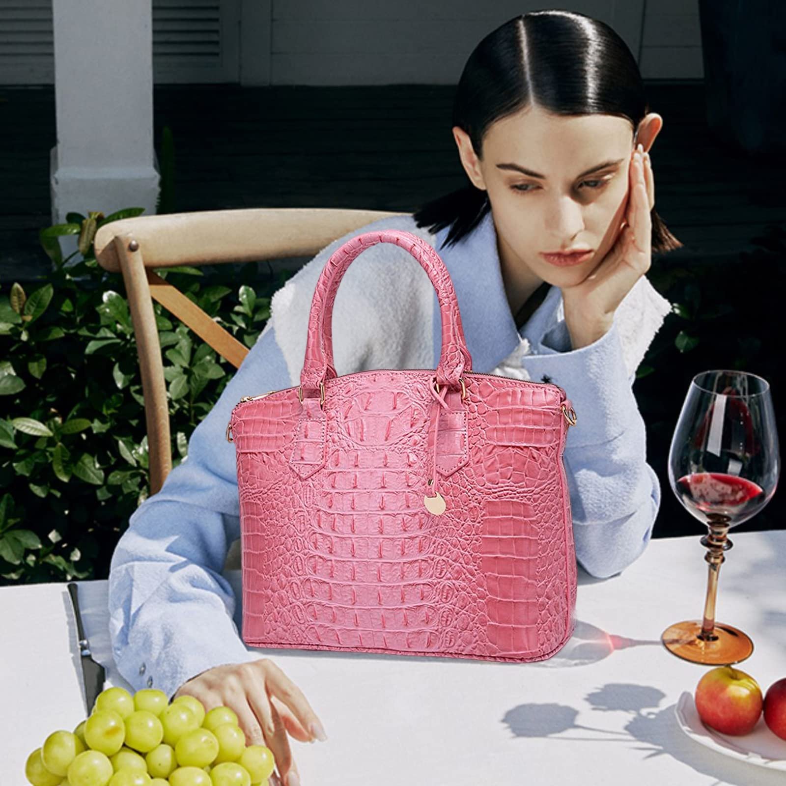 Сумка NICOLE & DORIS Жіноча Середня Крокодилова Сумка Елегантна Сумка на Плече Лакована Шкіряна Сумка Сумка-тоут для Офісу Шопінгу Подорожей, фото №2 Сумка NICOLE & DORIS Жіноча Середня Крокодилова Сумка Елегантна Сумка на Плече Лакована Шкіряна Сумка Сумка-тоут для Офісу Шопінгу Подорожей, фото №2