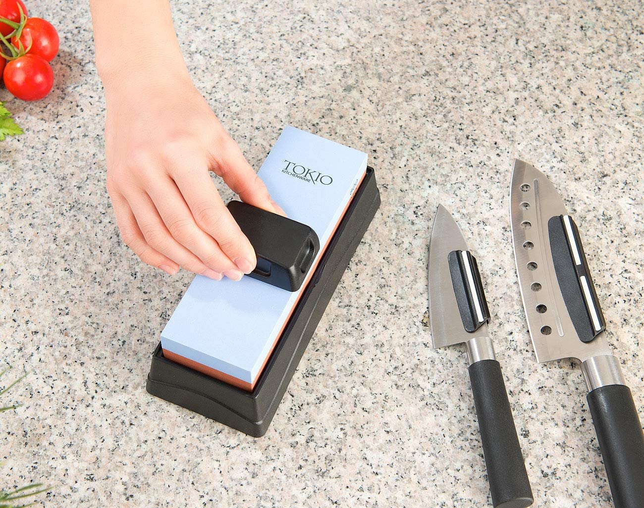 Набор водных точильных камней Rosenstein & Söhne из 4 предметов с держателем и направляющими угла, фото №9