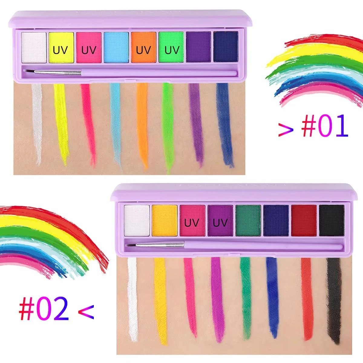 Палитра теней Beteligir UV Glow 8 цветов водная активация микс матовые и UV, фото №6 Палитра теней Beteligir UV Glow 8 цветов водная активация микс матовые и UV, фото №6