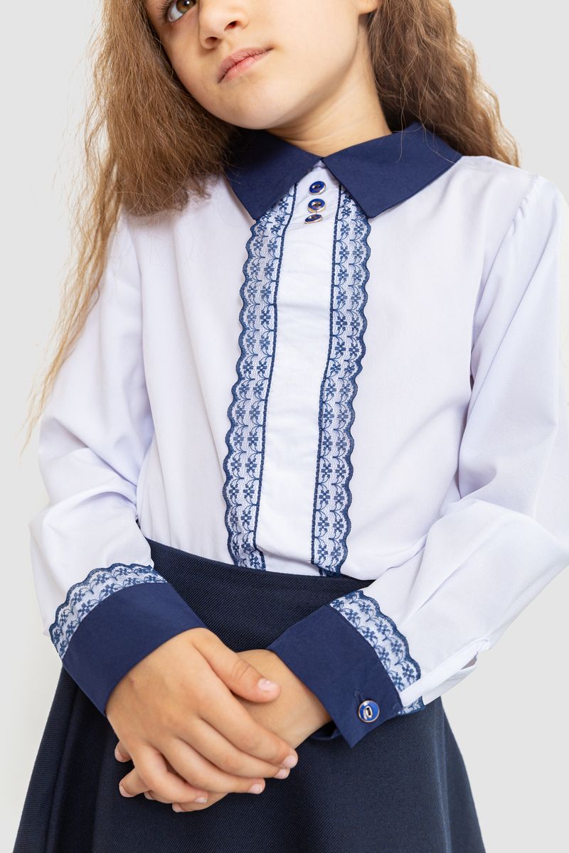 Блуза для дівчаток нарядова колір біло-синій 172R205-5, фото №2