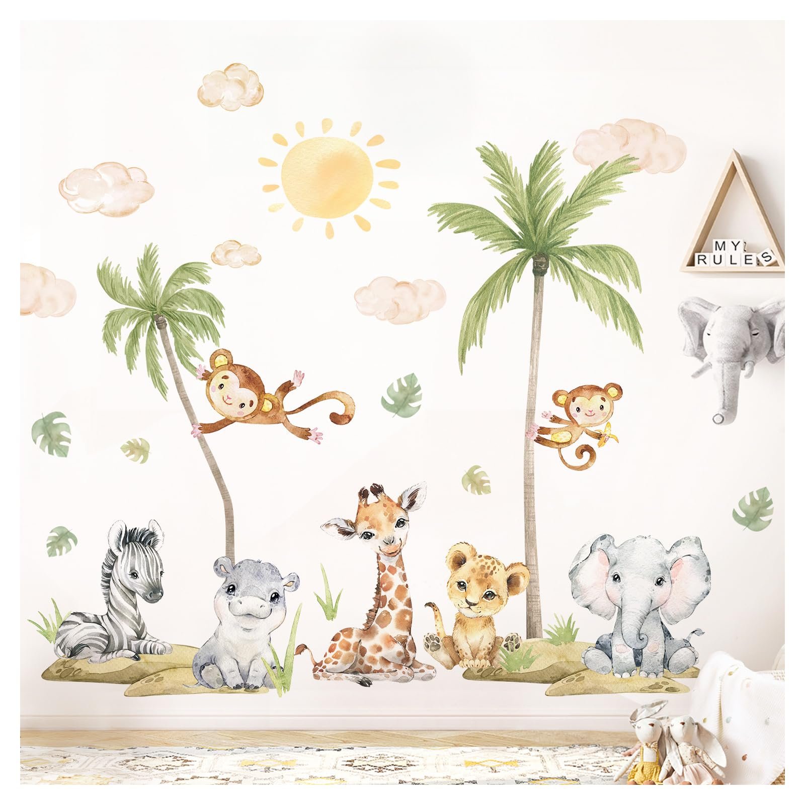 Наклейка на стену Little Deco DL5075 Safari Animals Giraffe Lion XXL, фото №1