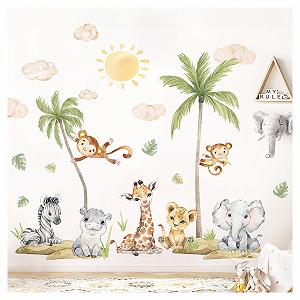 Наклейка на стену Little Deco DL5075 Safari Animals Giraffe Lion XXL - Фото 1