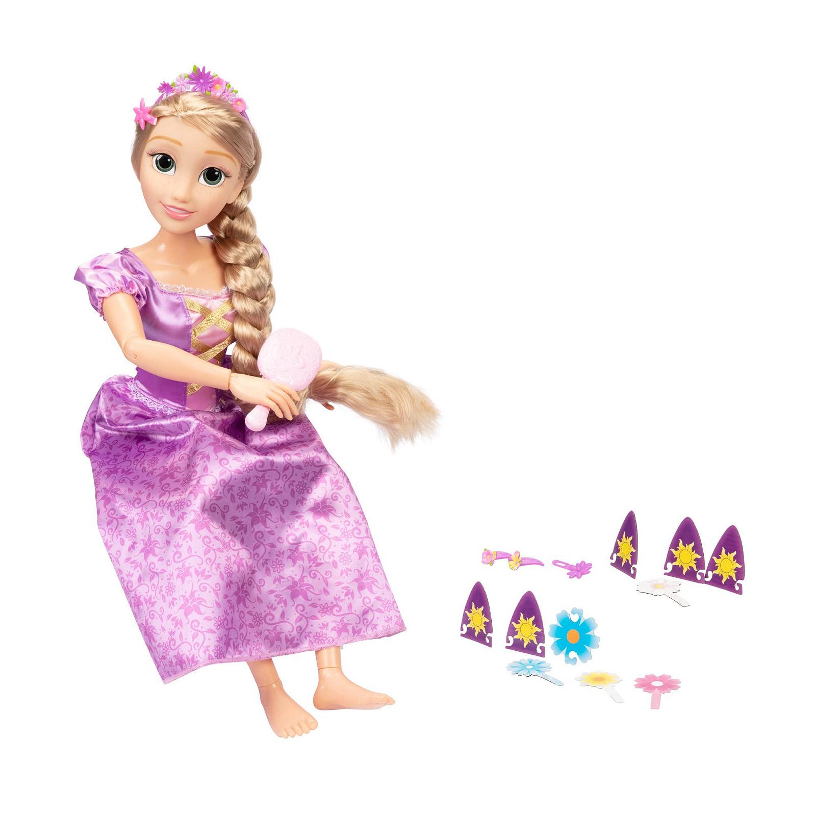 Кукла Disney Princess Рапунцель, 81 см, подвижная кукла My Size Articulated в фиолетовом платье, с расческой для расчесывания длинных золотых волос, цветочной гирляндой, повязкой на голову и заколками, фото №1 Кукла Disney Princess Рапунцель, 81 см, подвижная кукла My Size Articulated в фиолетовом платье, с расческой для расчесывания длинных золотых волос, цветочной гирляндой, повязкой на голову и заколками, фото №1