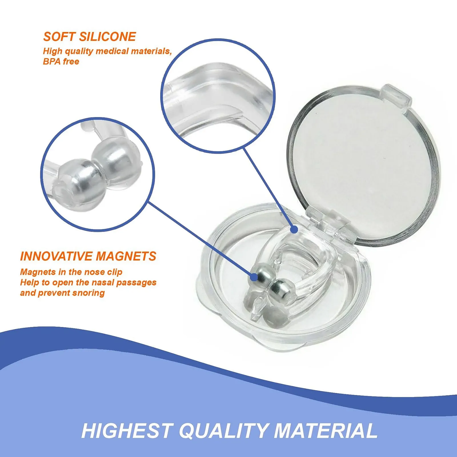 Кліпси проти хропіння Магнітні Mobi Lock Силіконові 6 шт, фото №2