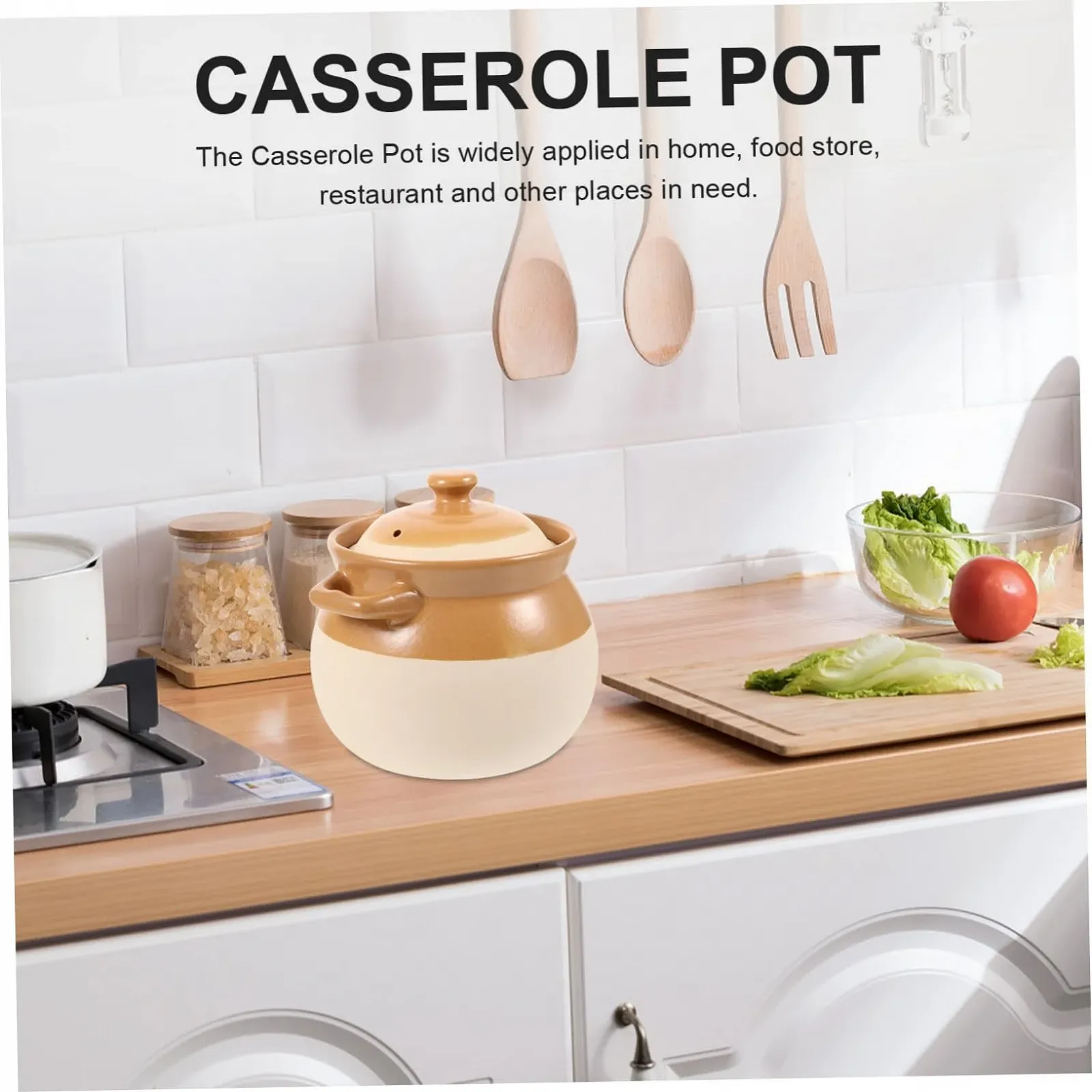 Кастрюля для тушения VALICLUD керамическая Vintage с ручкой термостойкая для газовых плит, фото №4