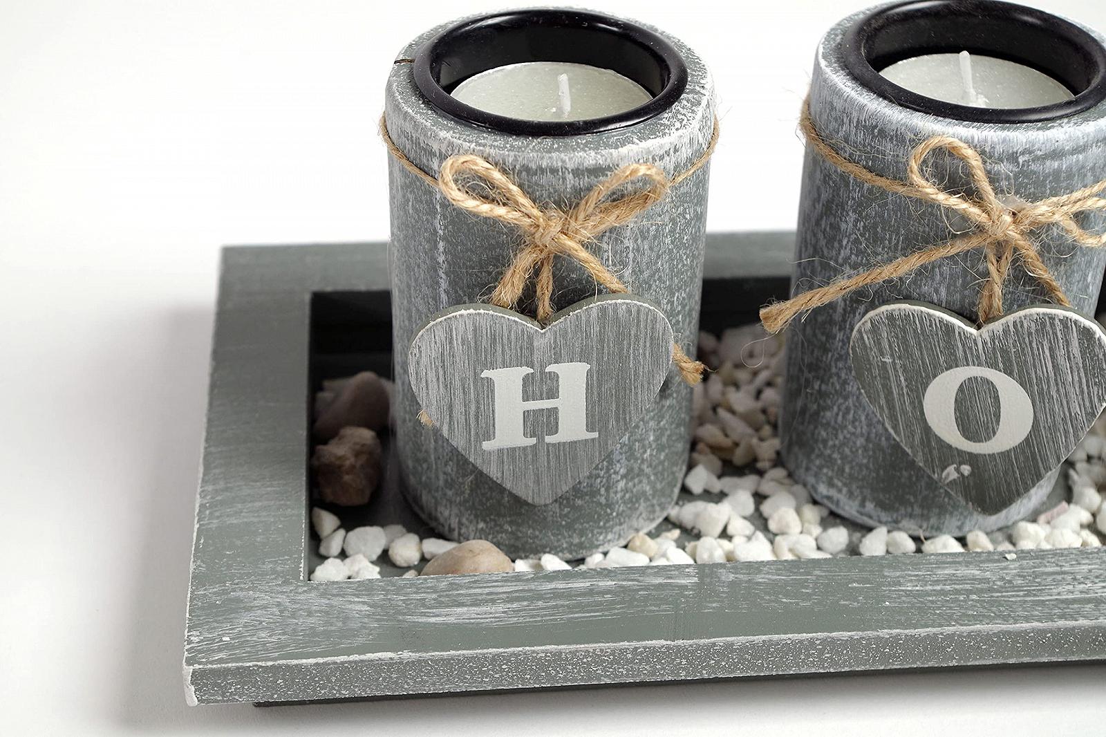 Подсвечник Kobolo Home на 4 чайные свечи в современном сером цвете, фото №2