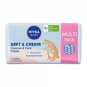 Серветки NIVEA BABY Soft & Cream Biodegradable Economy Pack 4 x 57 штук - Фото 1