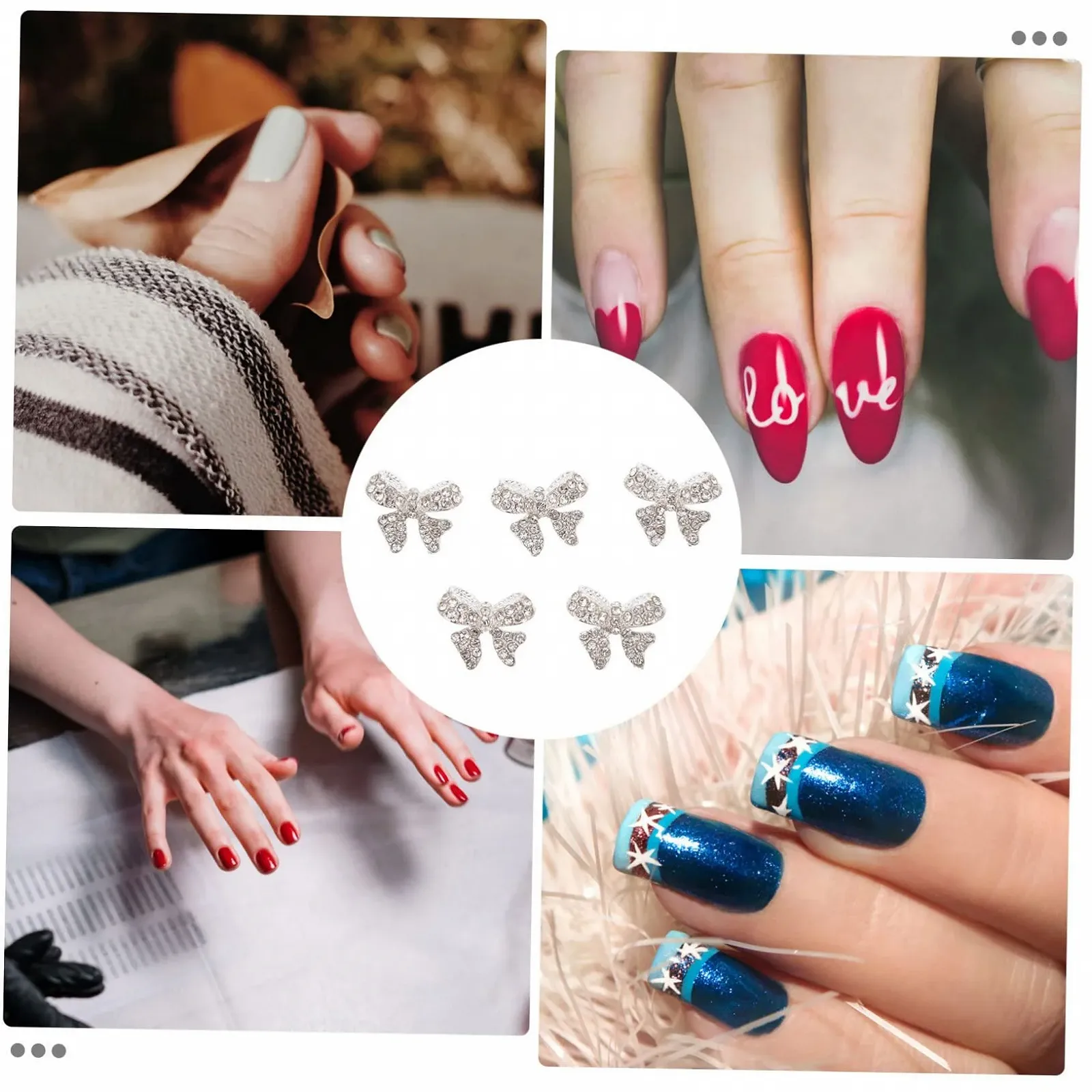 Украшение для ногтей MERRYHAPY Бантик Серебристый (5 шт. в упаковке), фото №7