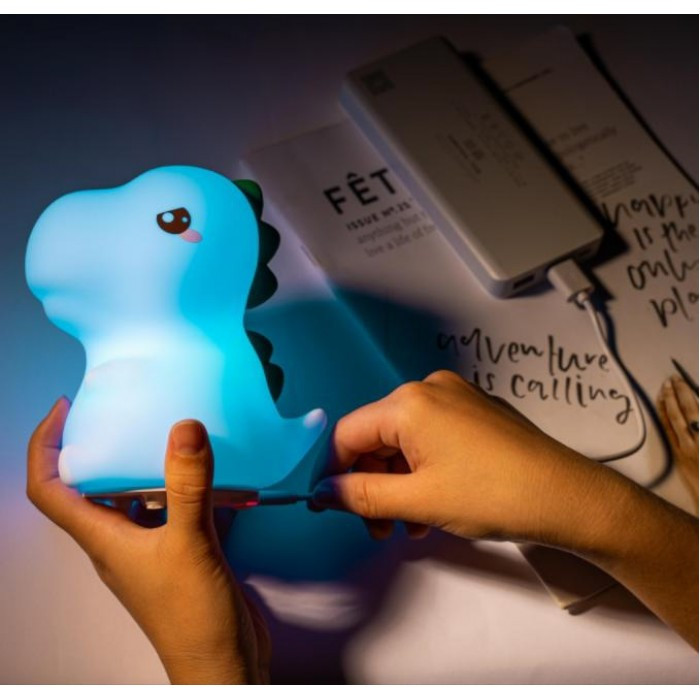 Дитячий акумуляторний нічний кабель RGB на 16 кольорів з пультом Динозавр, фото №4