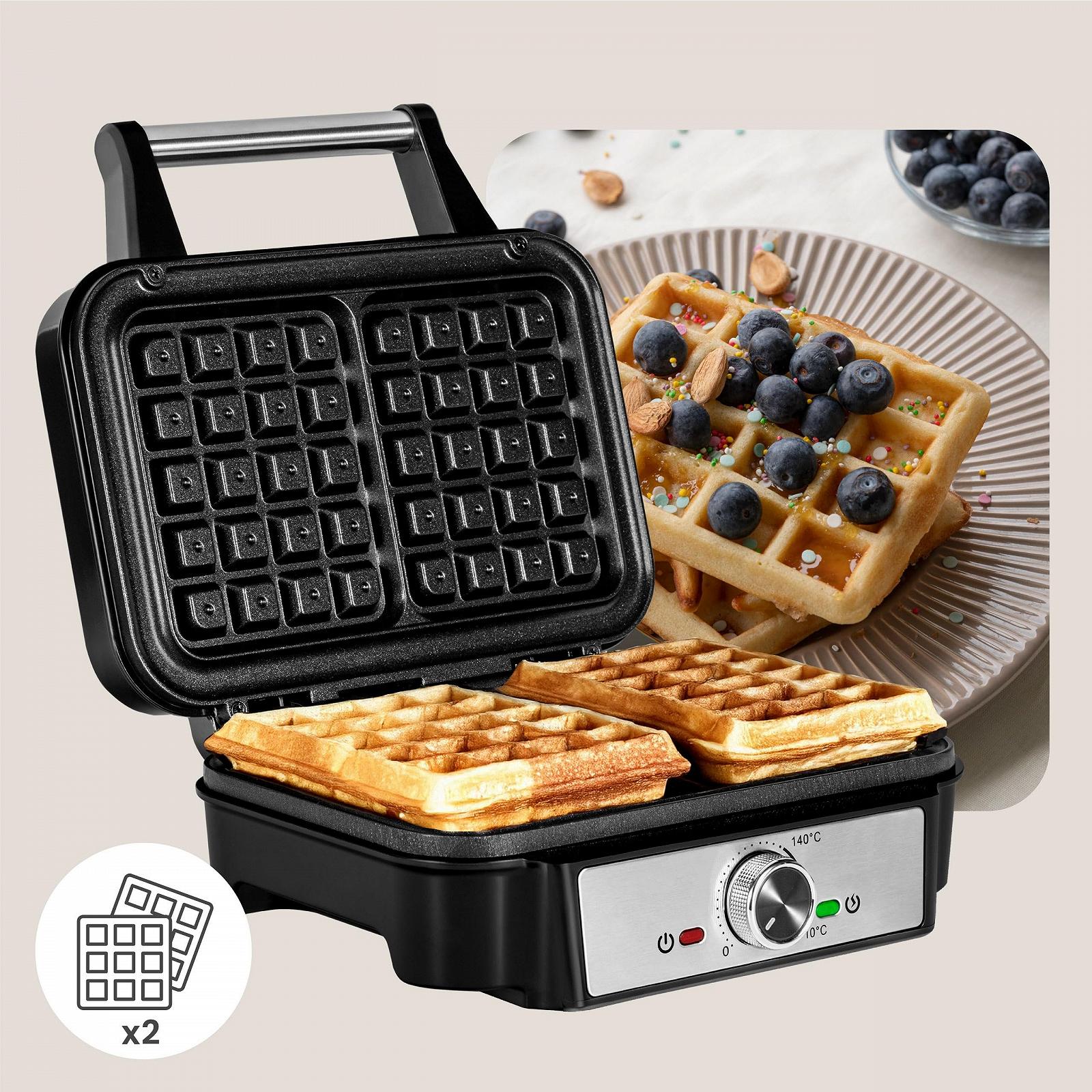 Вафельница ZEEGMA GOFREE CHEF, 1200 Вт, для бельгийских вафель, двойное антипригарное покрытие, регулятор температуры, индикатор готовности, толстые вафли, глубокие пластины, фото №5