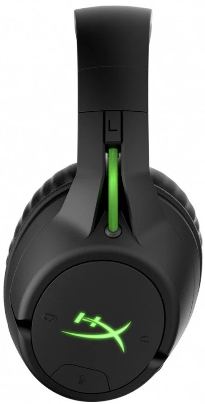 Геймерские беспроводные наушники HyperX Cloud Flight Wireless / Радиоканал / Подсветка / Черно-зеленый (196188047613), фото №3