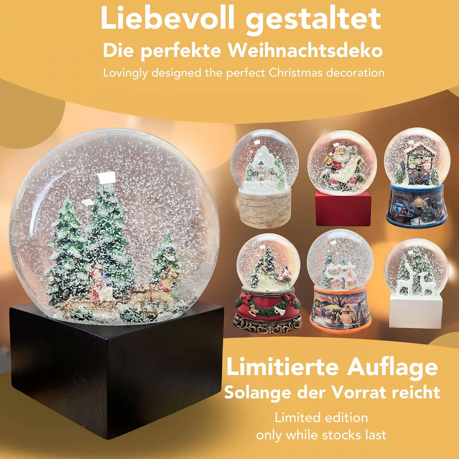 Куля Снігова Minium Collection 20121 Різдвяний Настрій Катання на Санках Ялинка На основі Чорний Pure Line Діаметр 100 мм, фото №4