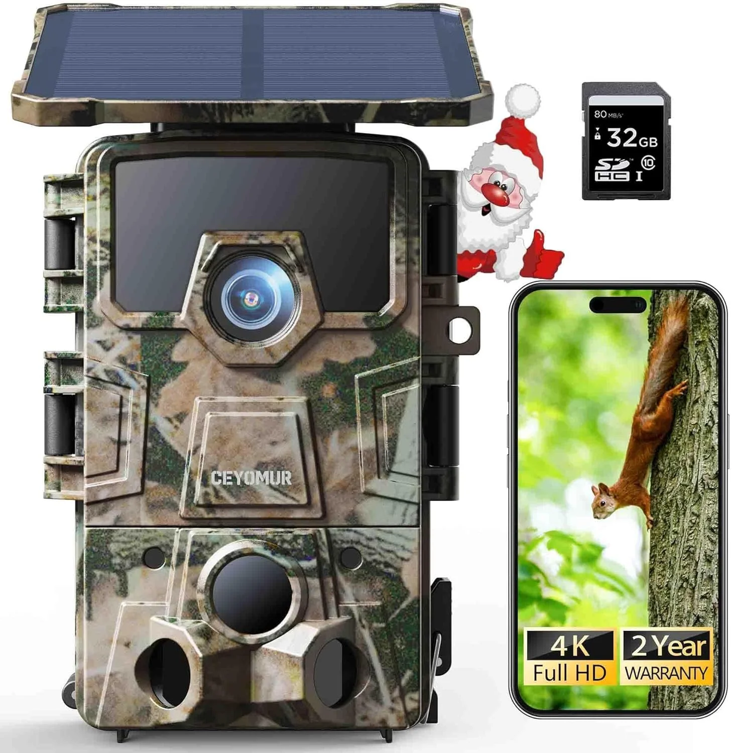 Фотопастка з сонячною панеллю Ceyomur CY75 / 60MP / 4K / Wi-Fi / Bluetooth / Зелена, фото №1 Фотопастка з сонячною панеллю Ceyomur CY75 / 60MP / 4K / Wi-Fi / Bluetooth / Зелена, фото №1