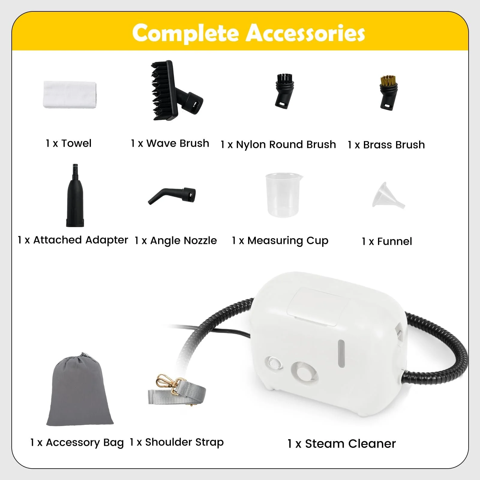 Ручной пароочиститель SOARS 11 аксессуаров 3 бар 180°C 1500 Вт 1 л Белый, фото №8