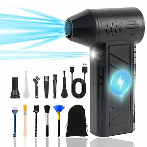 Електрична повітродувка для видалення пилу 4 швидкості 130000 RPM з ліхтариком та щіткою USB Quick Charge - Фото 1